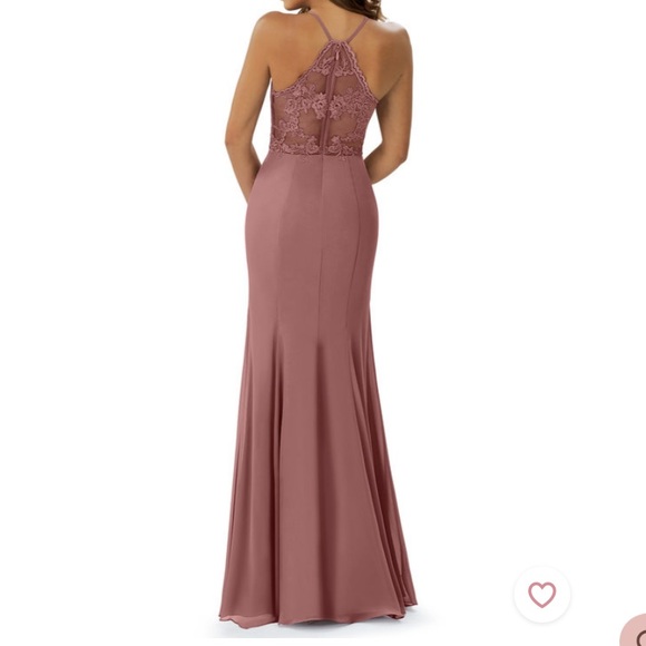 Petite Desert Rose Long Azazie Gown with Lace Back Detail - Picture 2 of 7